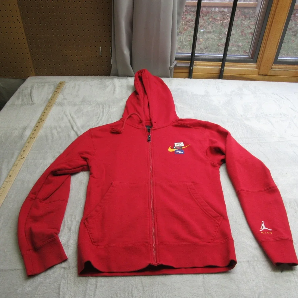 Nike Jordan Jacket Kids XS‎ Red Full Zip Hooded Pockets Athletic Jumpman VTG